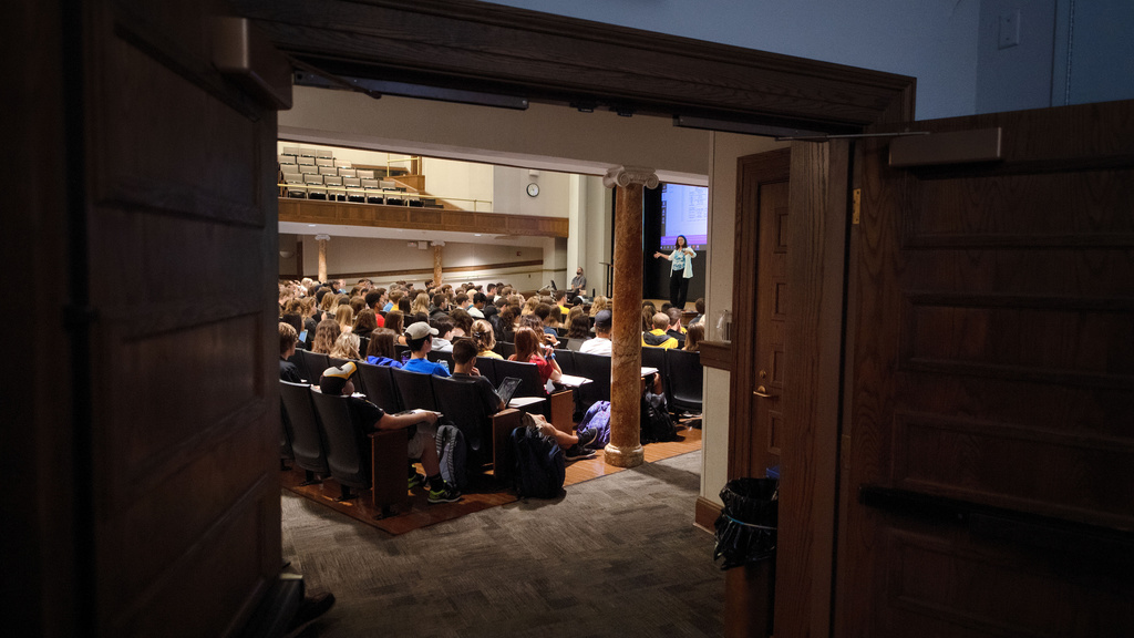 Photo of a classroom and students